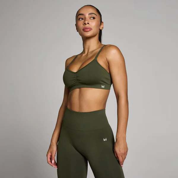 MP Dames Tempo Naadloze Ruched Front Sport-BH Bosgroen L