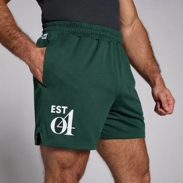 MP short van mesh voor heren Donkersmaragdgroen L