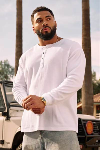 8034 Henley Thermal Longsleeves