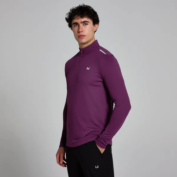 MP Active gerasterd shirt met kwartrits voor heren Pruimenpaars S
