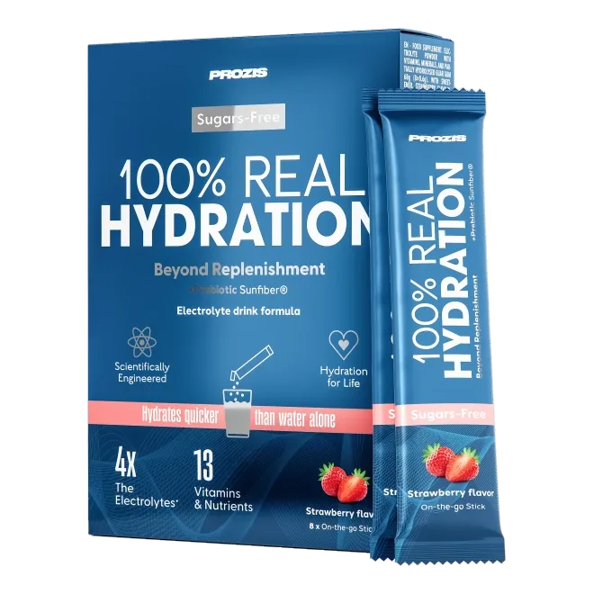 100% Real Hydration: Elektrolytenpoeder 8 sticks