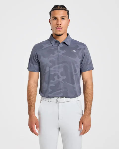 Camo Polo Slate Blau