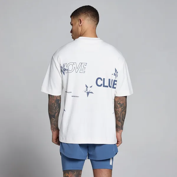 MP Men's Hybrid Graphic Oversized Cotton T-Shirt Wit/Leisteenblauw L