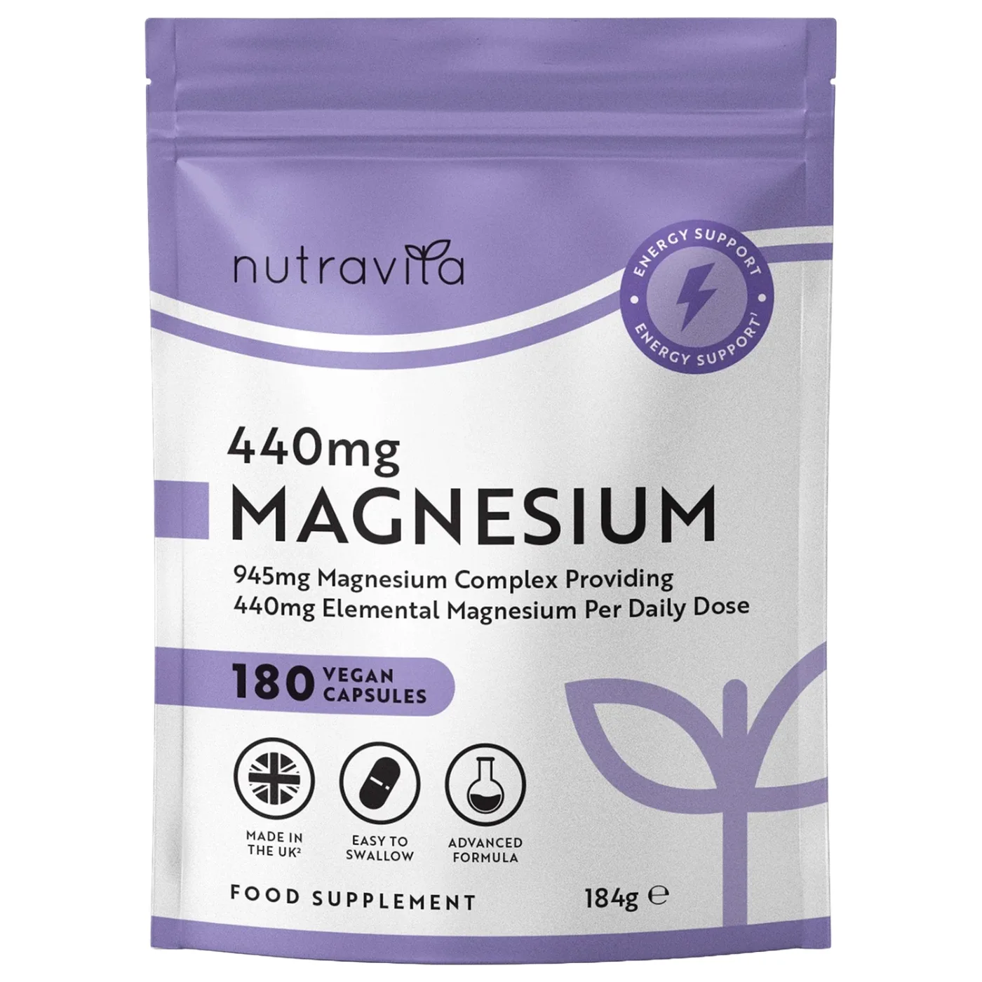 Magnesium Citrate 440mg – 180 Vegan Capsules