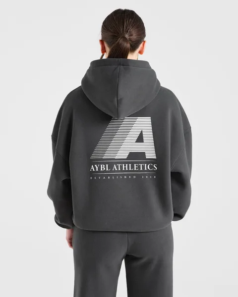 Retro Athletics Oversized Hoodie Charcoal